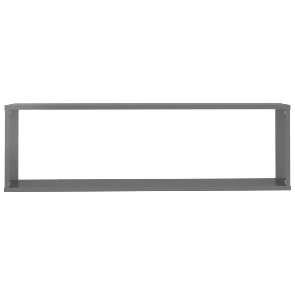 vidaXL Mensole Parete a Cubo 2pz Grigio Lucido 100x15x30cm Multistrato