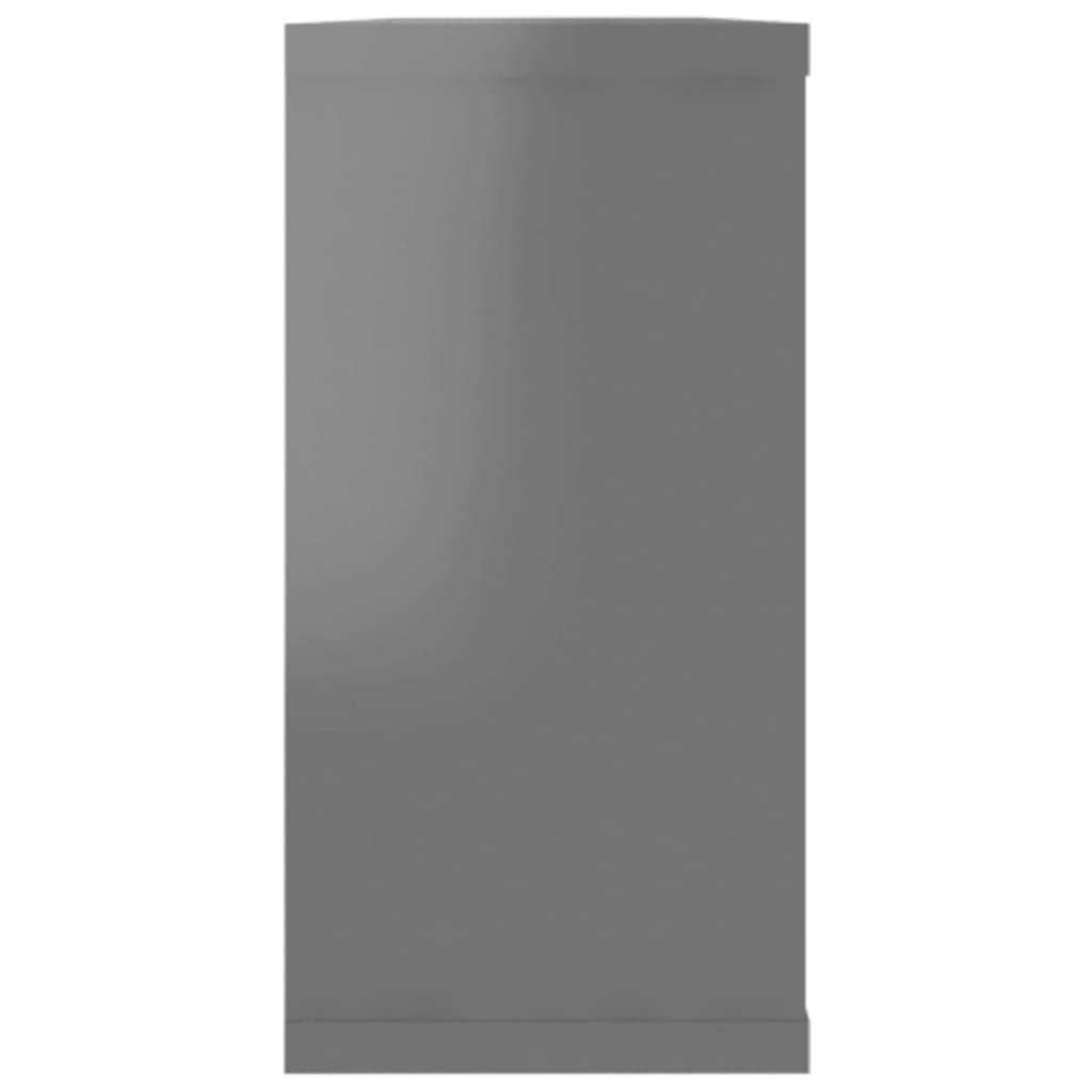 vidaXL Mensole Parete a Cubo 2pz Grigio Lucido 100x15x30cm Multistrato