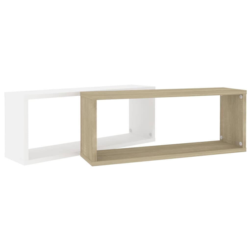vidaXL Mensole a Cubo 2pz Bianco Rovere Sonoma 60x15x23 cm Multistrato