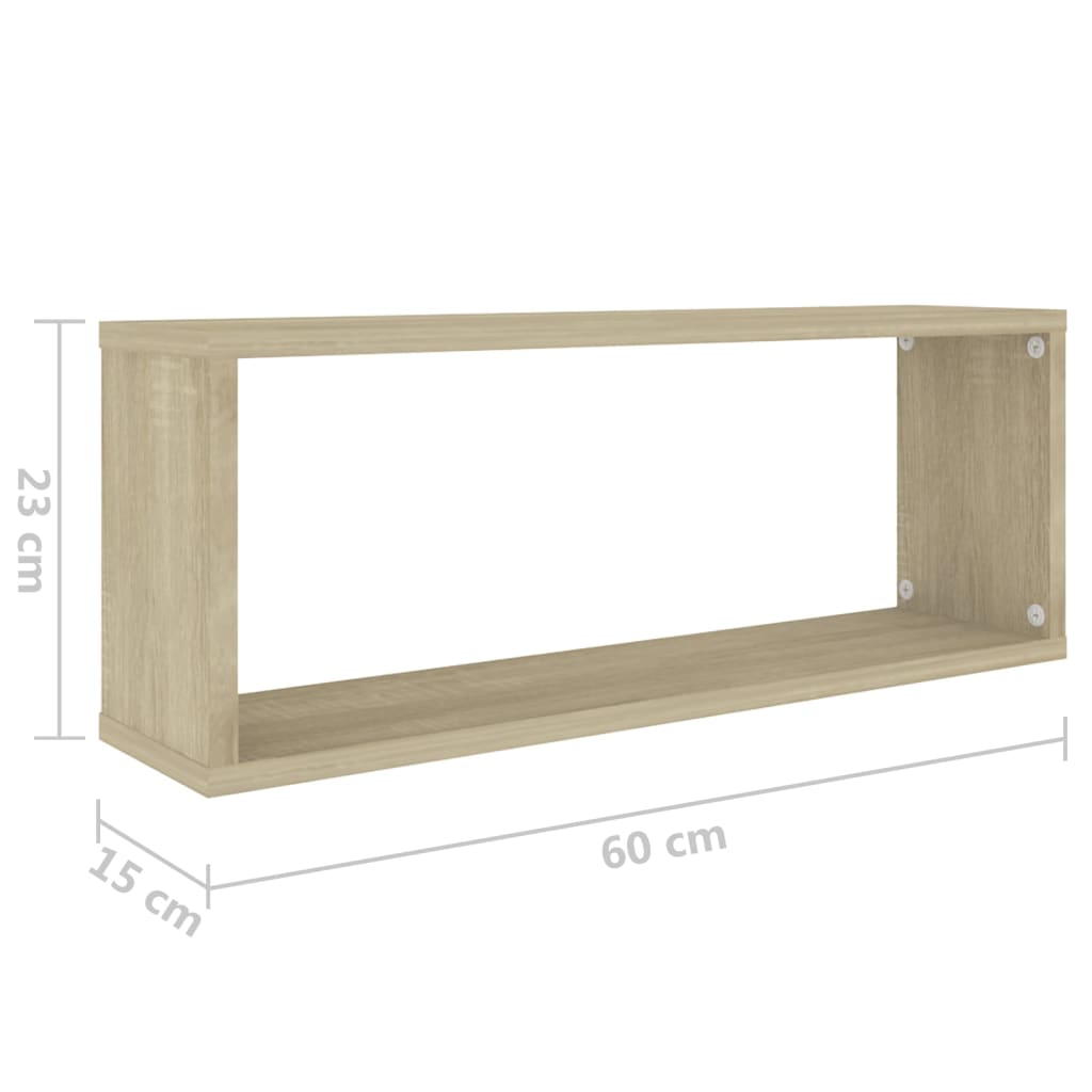 vidaXL Mensole a Cubo 2pz Bianco Rovere Sonoma 60x15x23 cm Multistrato