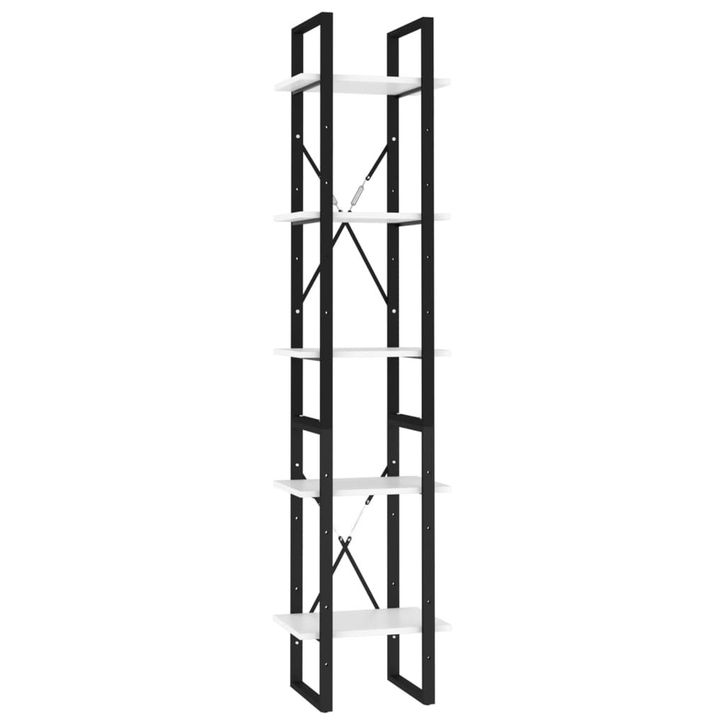vidaXL Libreria a 5 Ripiani Bianca 40x30x175 cm in Legno Multistrato
