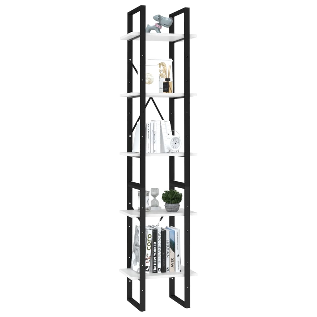 vidaXL Libreria a 5 Ripiani Bianca 40x30x175 cm in Legno Multistrato