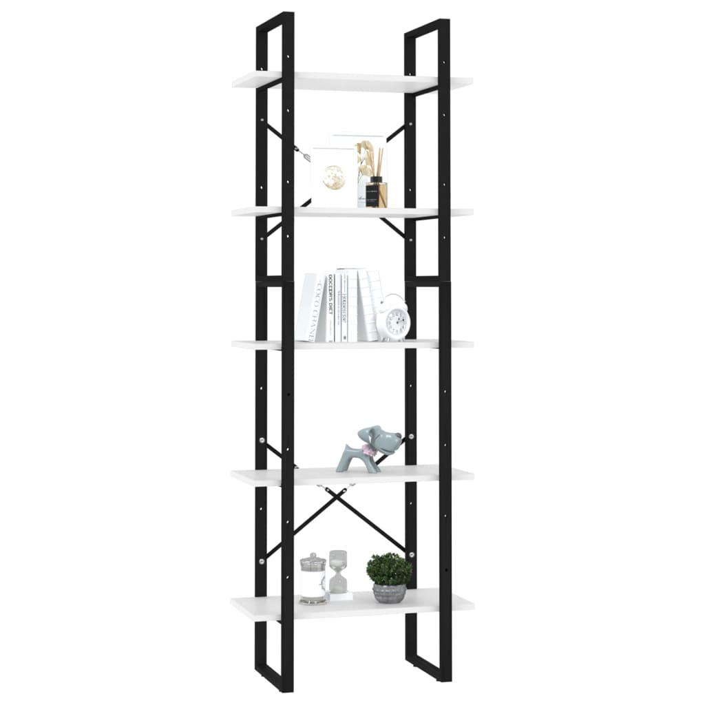 vidaXL Libreria a 5 Ripiani Bianca 60x30x175 cm in Legno Multistrato
