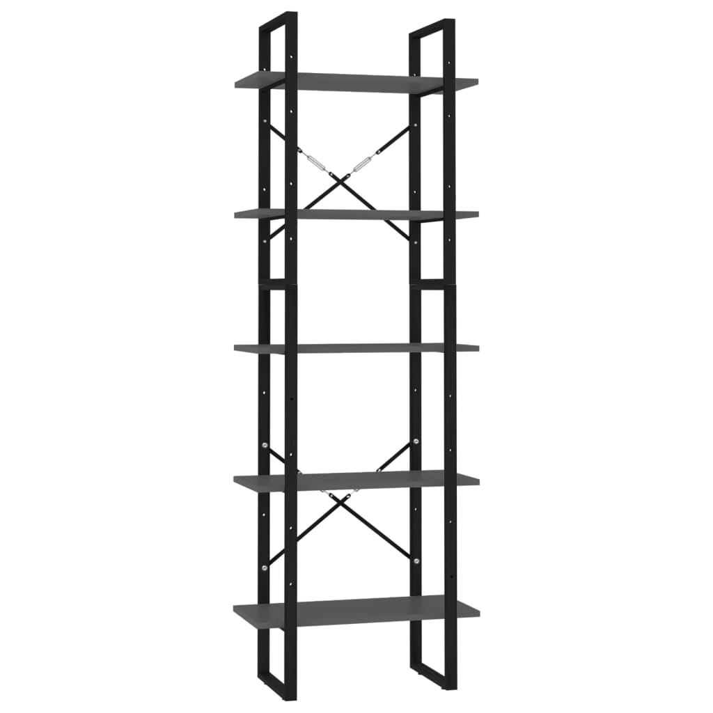 vidaXL Libreria a 5 Ripiani Grigia 60x30x175 cm in Legno Multistrato