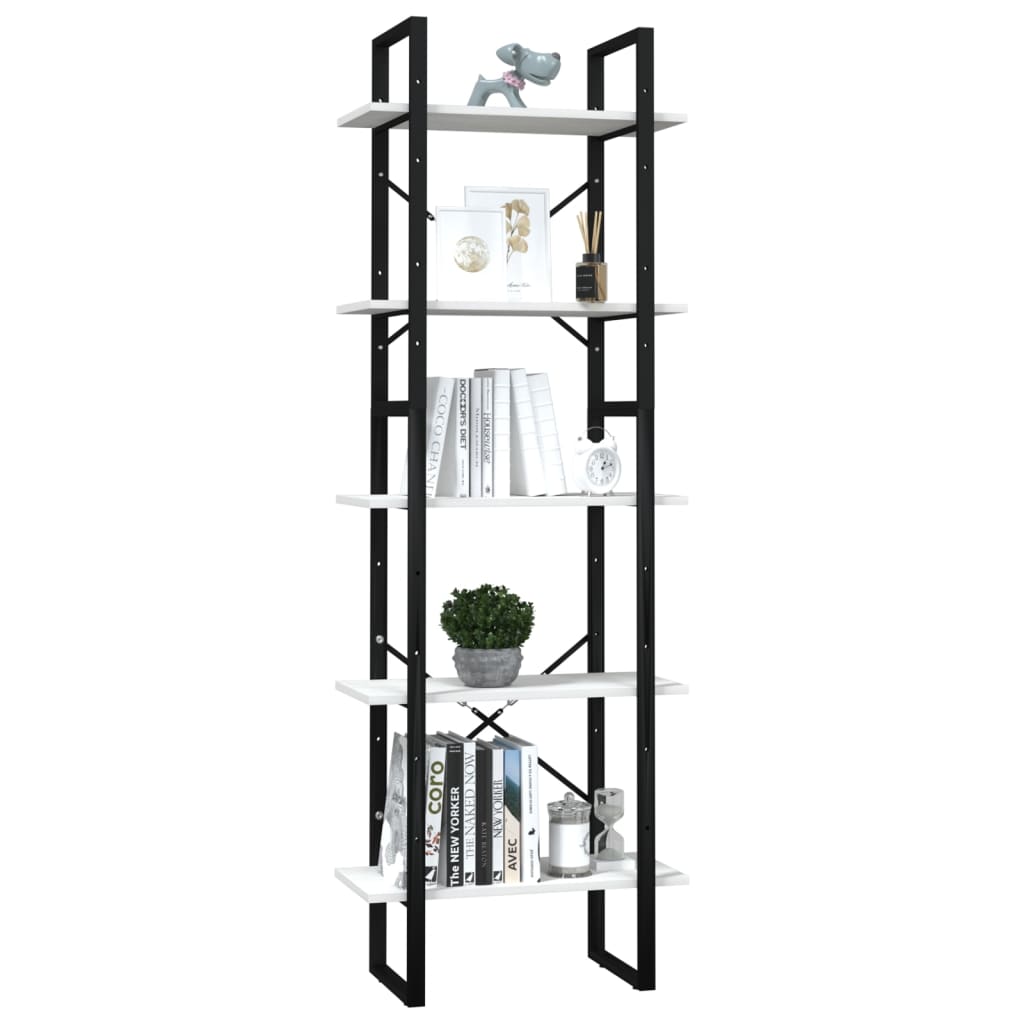 vidaXL Libreria a 5 Ripiani Bianca 60x30x175 cm in Legno di Pino