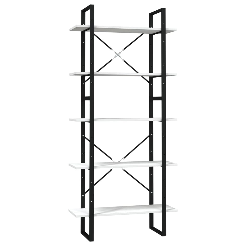 vidaXL Libreria a 5 Ripiani Bianca 80x30x175 cm in Legno di Pino