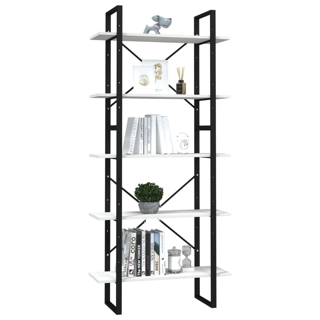 vidaXL Libreria a 5 Ripiani Bianca 80x30x175 cm in Legno di Pino