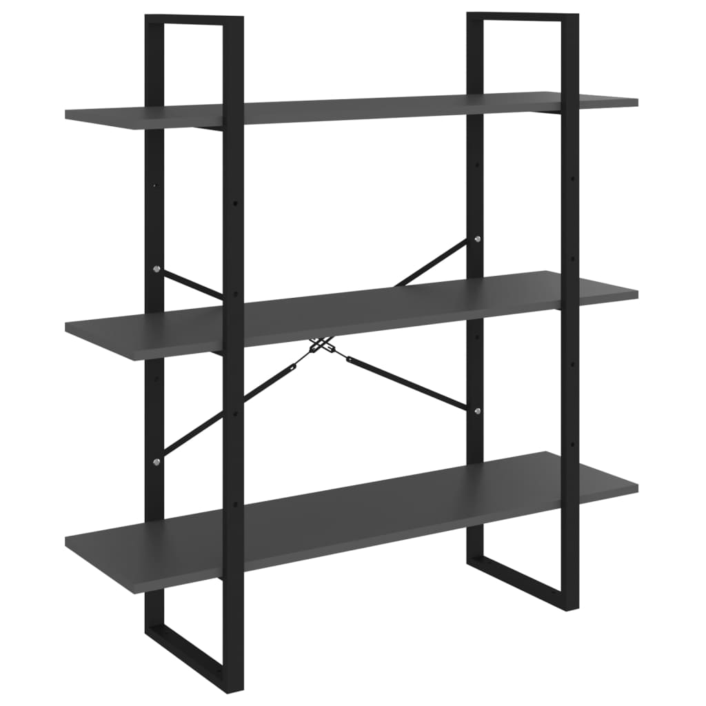 vidaXL Libreria a 5 Ripiani Grigia 100x30x175 cm in Legno Multistrato
