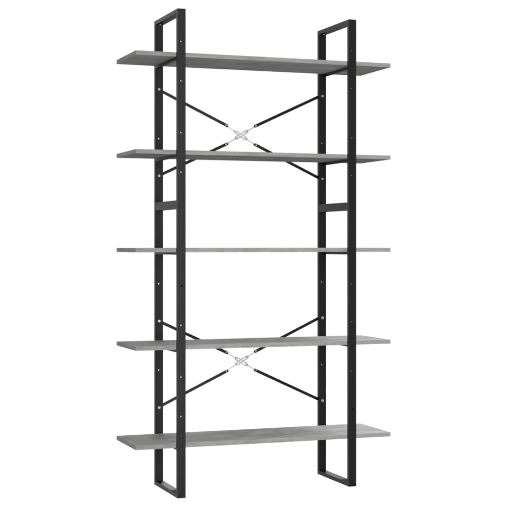 vidaXL Libreria a 5 Ripiani Grigio Cemento 100x30x175cm in Multistrato