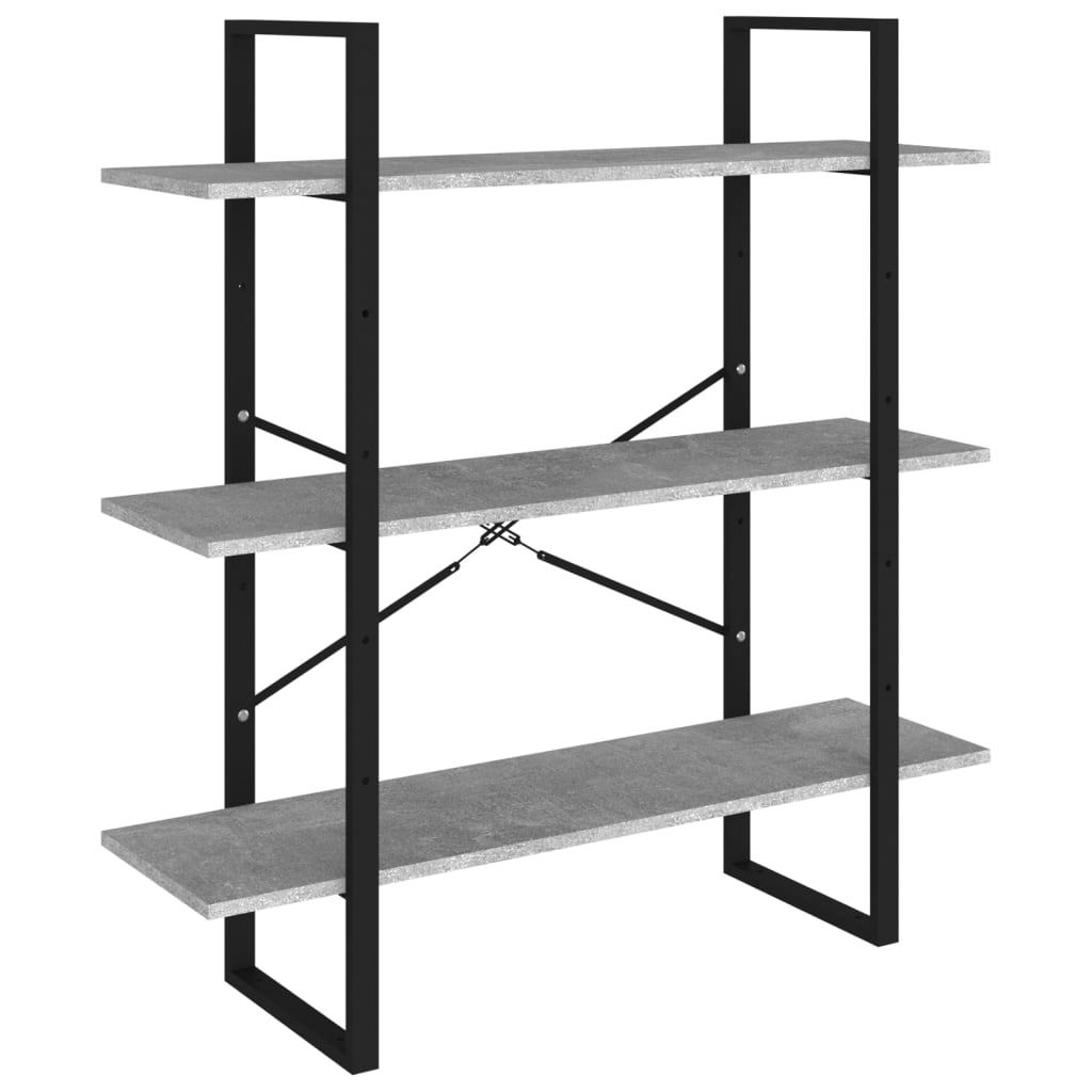 vidaXL Libreria a 5 Ripiani Grigio Cemento 100x30x175cm in Multistrato