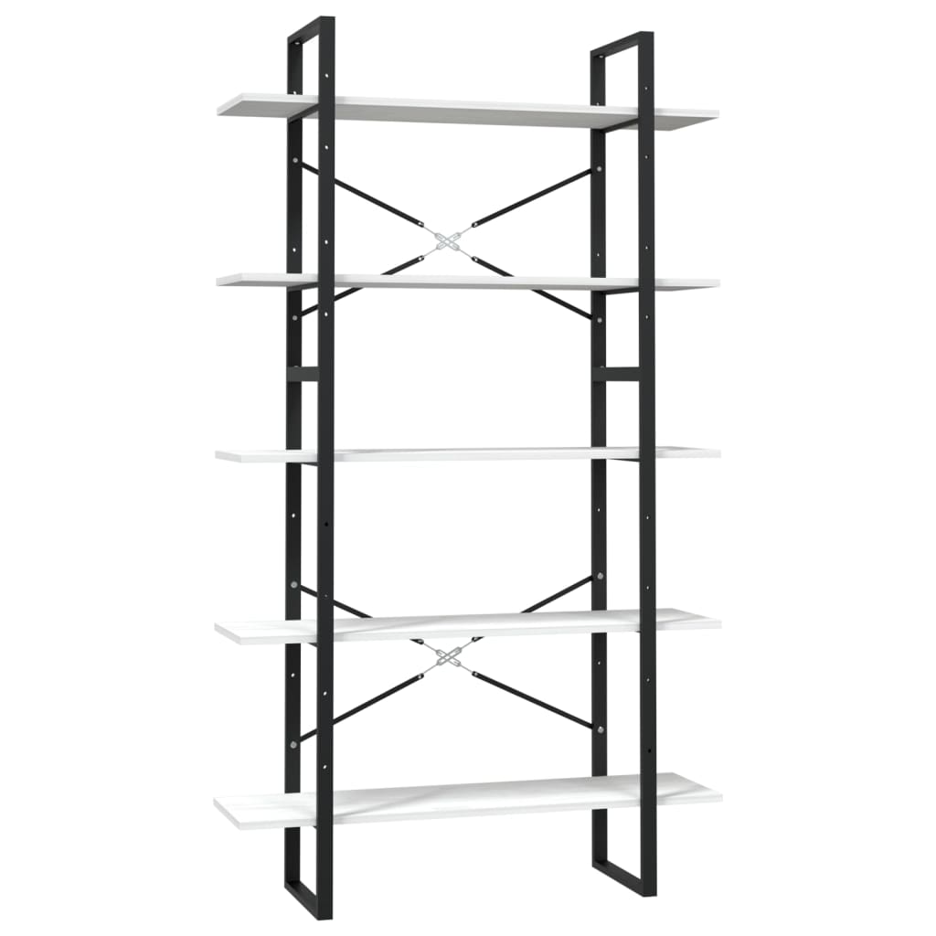 vidaXL Libreria a 5 Ripiani Bianca 100x30x175 cm in Legno di Pino