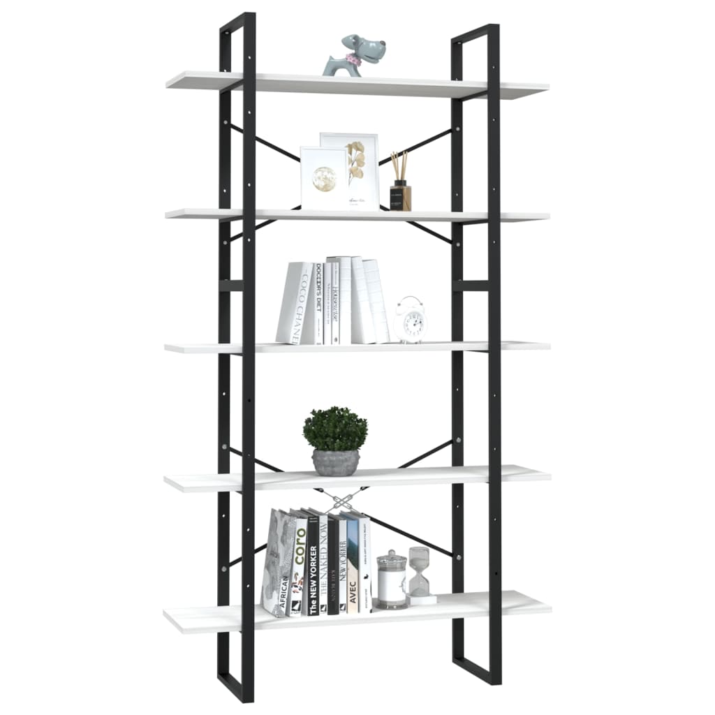 vidaXL Libreria a 5 Ripiani Bianca 100x30x175 cm in Legno di Pino