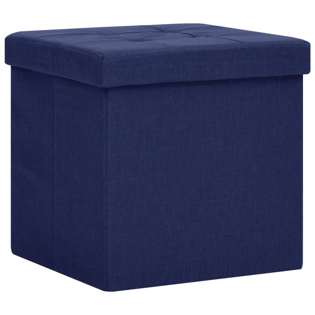 vidaXL Sgabello con Contenitore Pieghevole Blu in Simil Lino