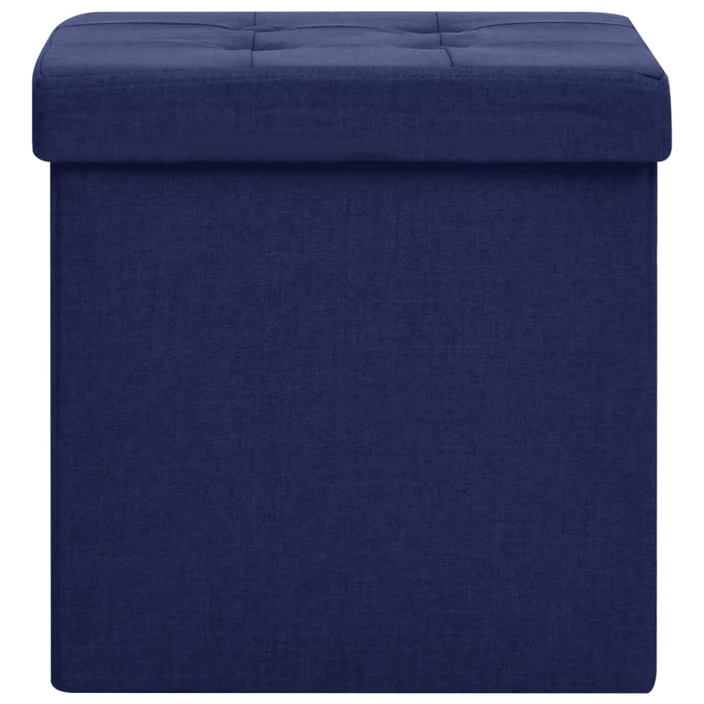 vidaXL Sgabello con Contenitore Pieghevole Blu in Simil Lino