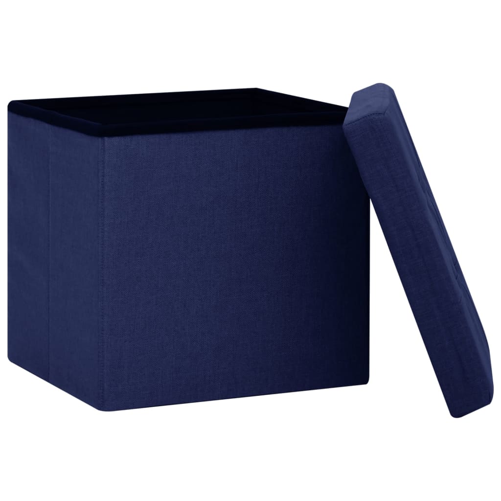 vidaXL Sgabello con Contenitore Pieghevole Blu in Simil Lino
