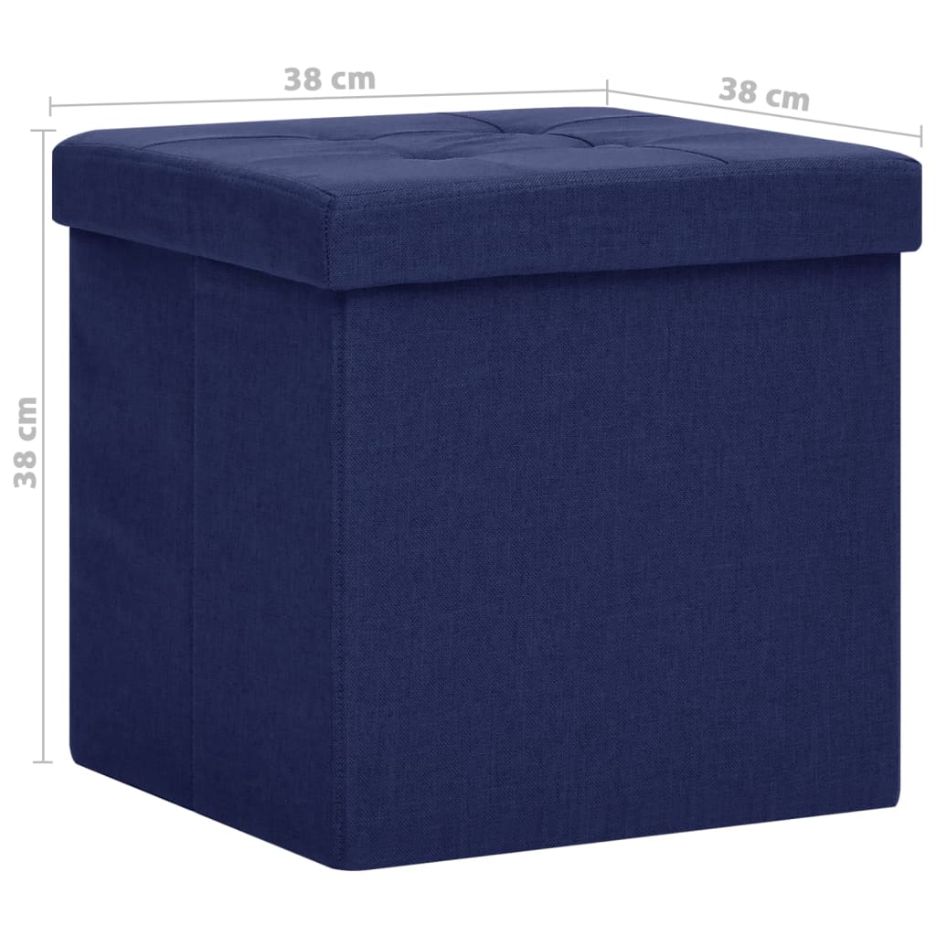 vidaXL Sgabello con Contenitore Pieghevole Blu in Simil Lino