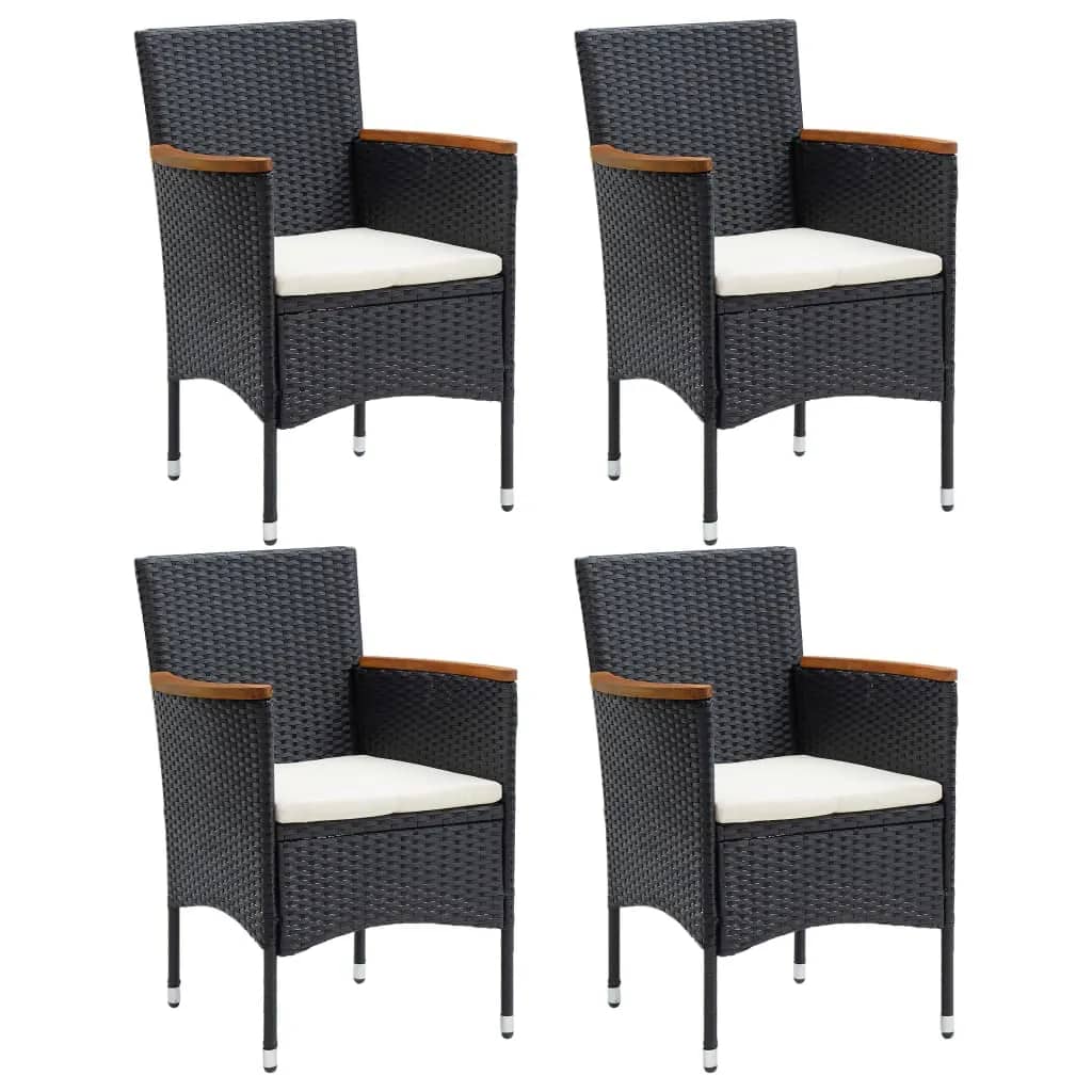 vidaXL Set da Pranzo per Giardino 5 pz con Cuscini Polyrattan Nero