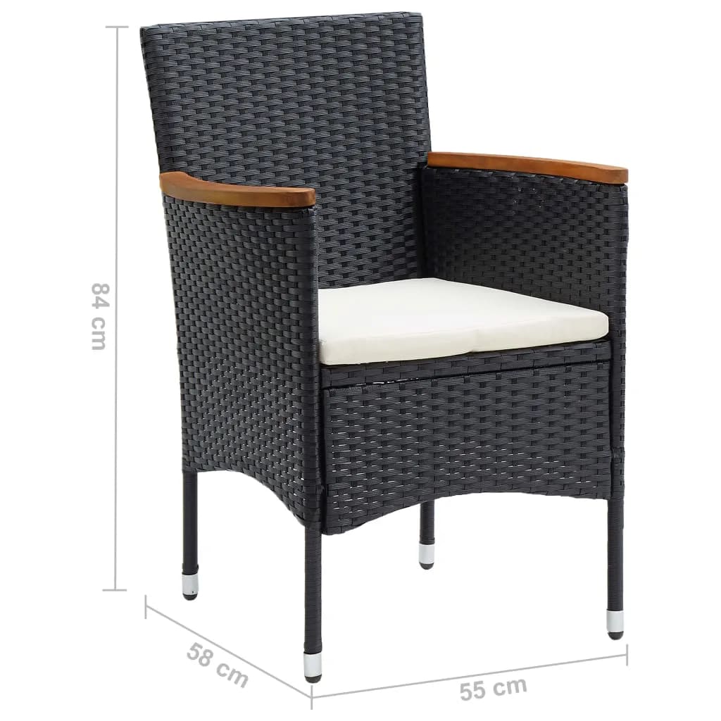 vidaXL Set da Pranzo per Giardino 5 pz con Cuscini Polyrattan Nero
