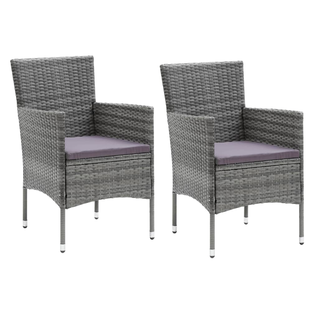 vidaXL Set da Pranzo per Giardino 3 pz con Cuscini Polyrattan Grigio