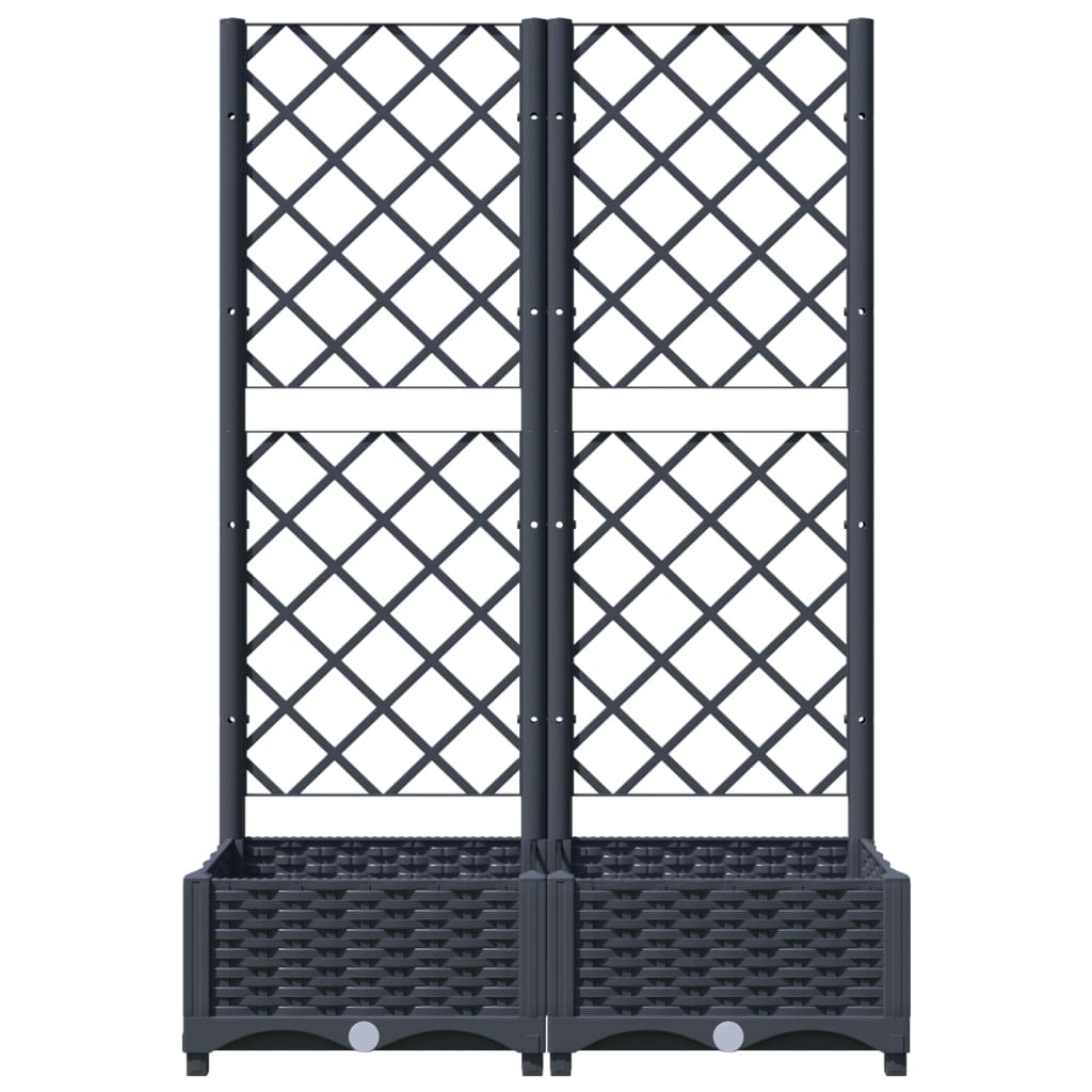 vidaXL Fioriera da Giardino e Graticcio Grigio Blu 80x40x121,5 cm PP VIDAXL