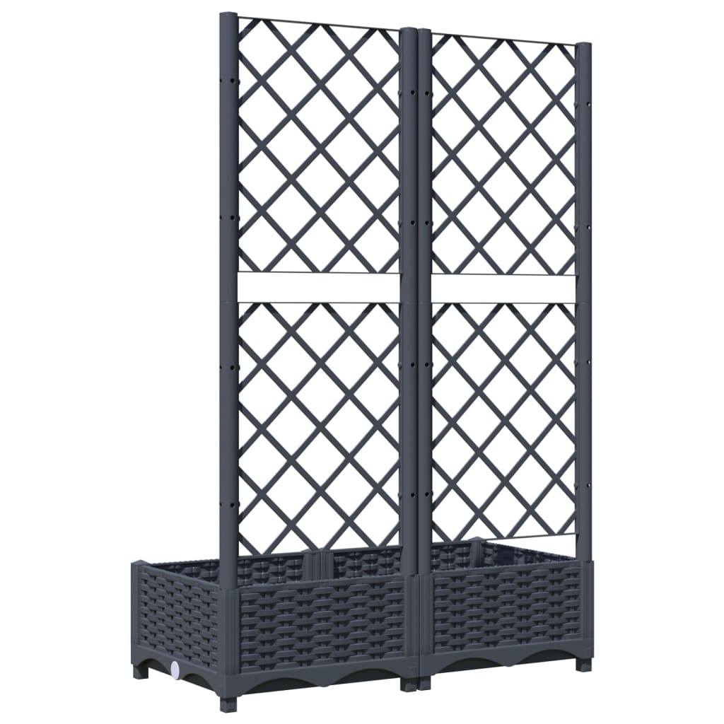 vidaXL Fioriera da Giardino e Graticcio Grigio Blu 80x40x121,5 cm PP VIDAXL