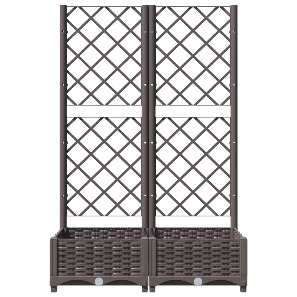 vidaXL Fioriera da Giardino con Graticcio Marrone 80x40x121,5 cm in PP