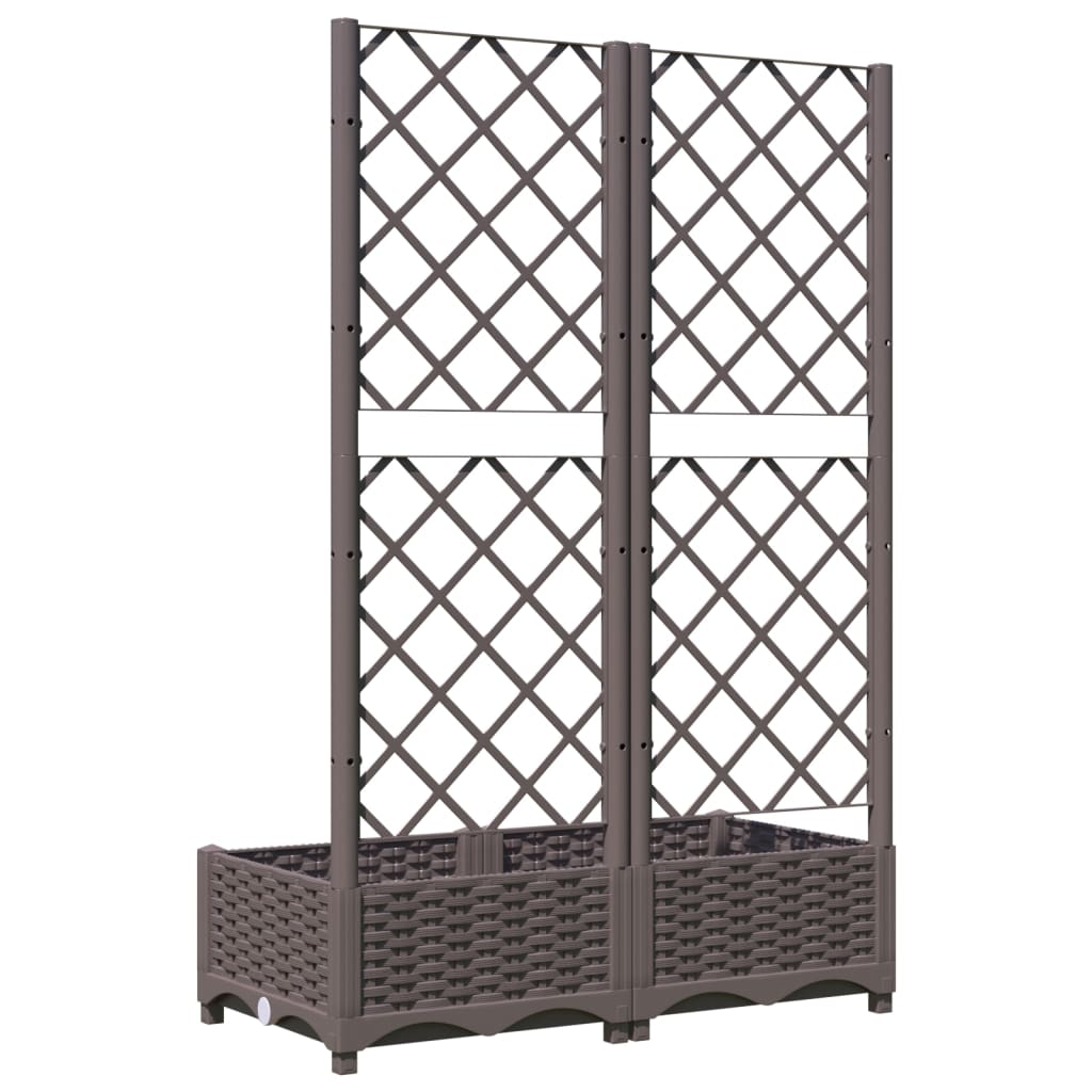 vidaXL Fioriera da Giardino con Graticcio Marrone 80x40x121,5 cm in PP