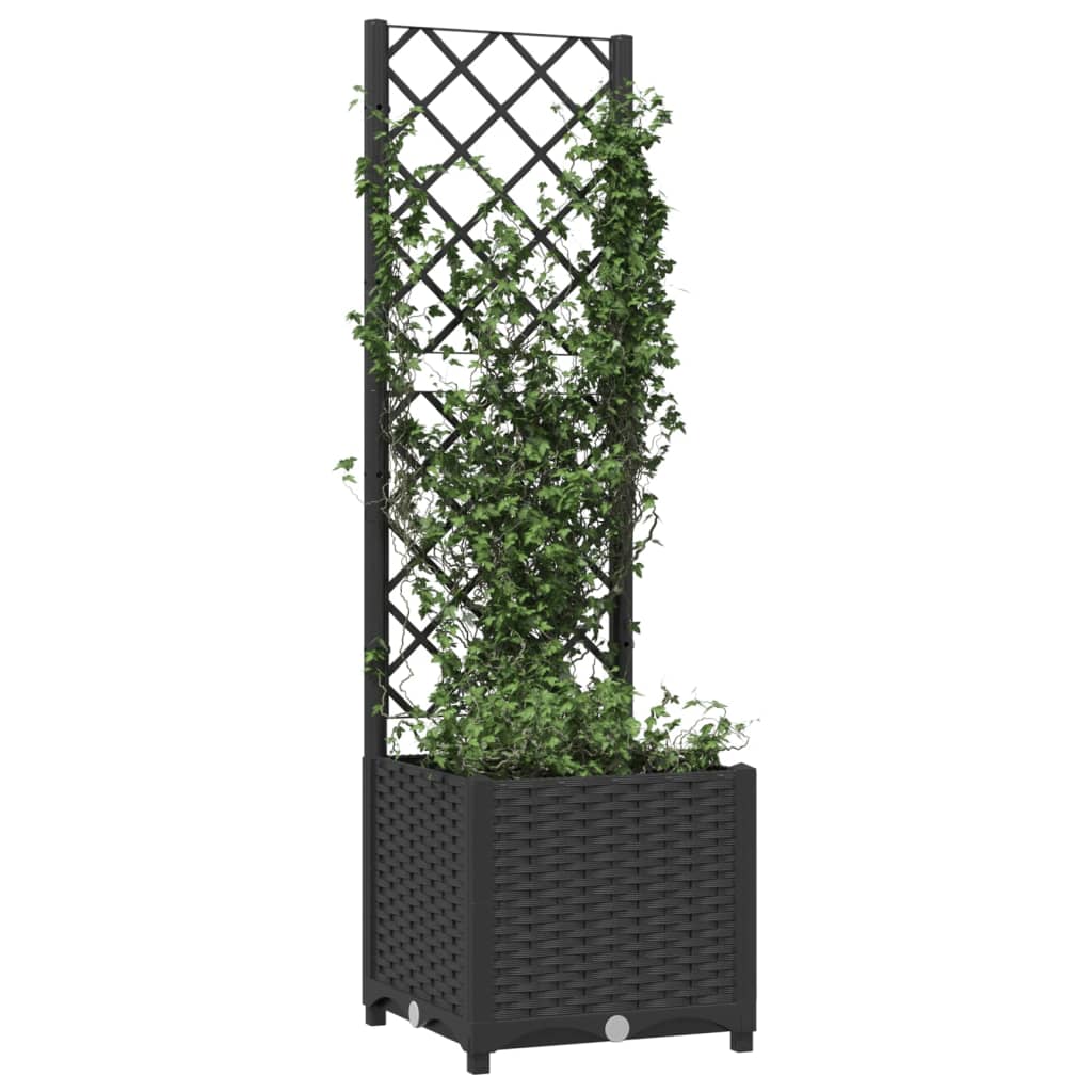 vidaXL Fioriera da Giardino con Graticcio Nero 40x40x136 cm in PP
