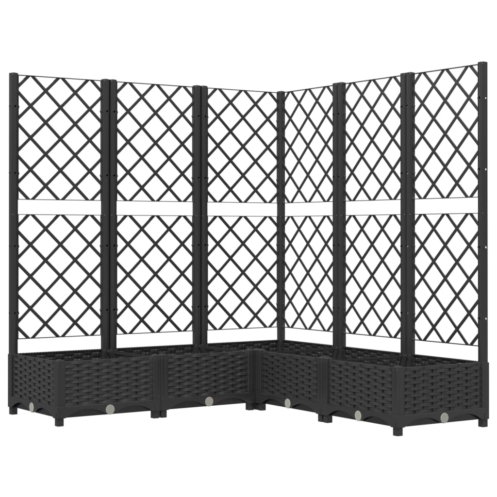 vidaXL Fioriera da Giardino con Graticcio Nero 120x120x121,5 cm in PP