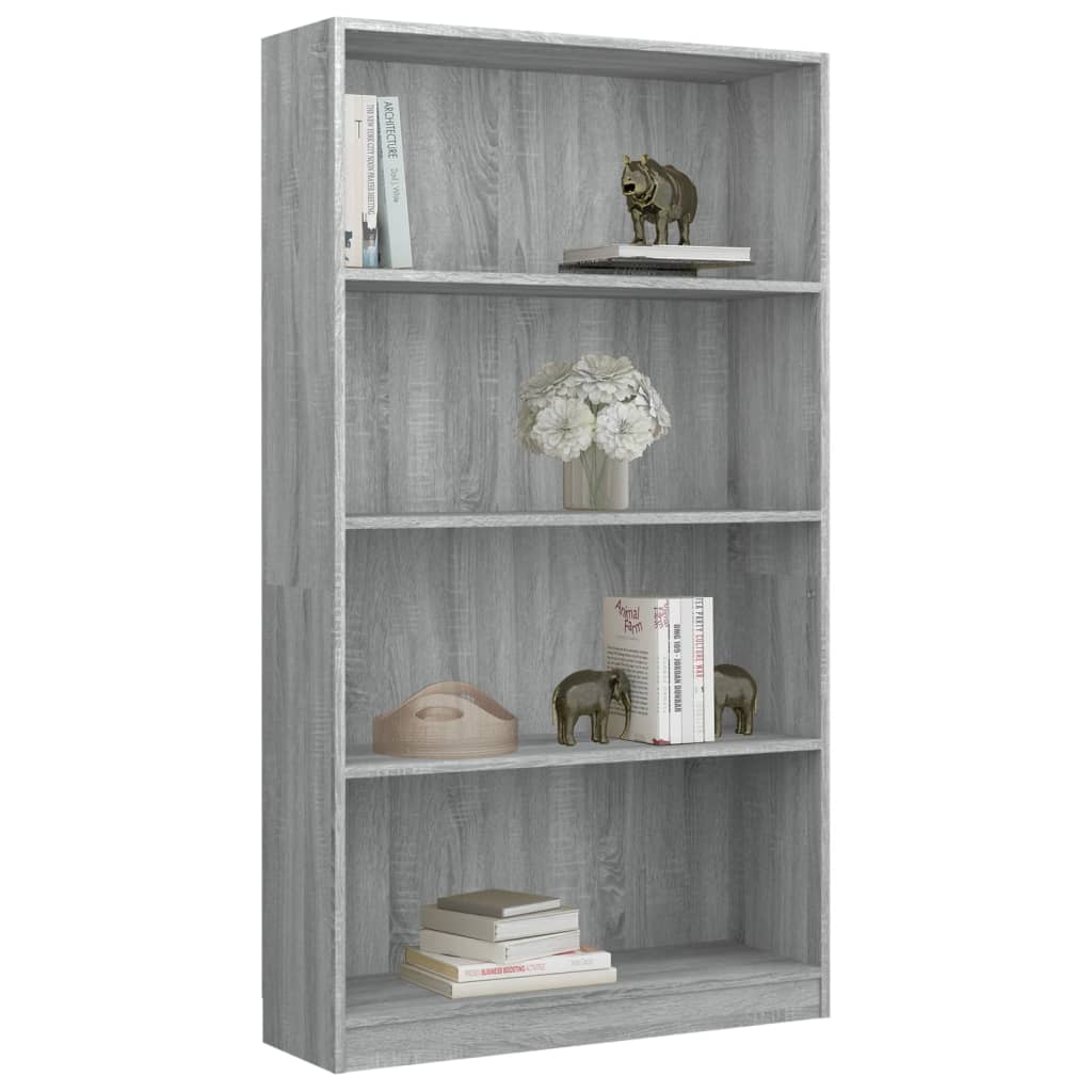 vidaXL Libreria 4 Ripiani Grigio Sonoma 80x24x142 cm Legno Multistrato