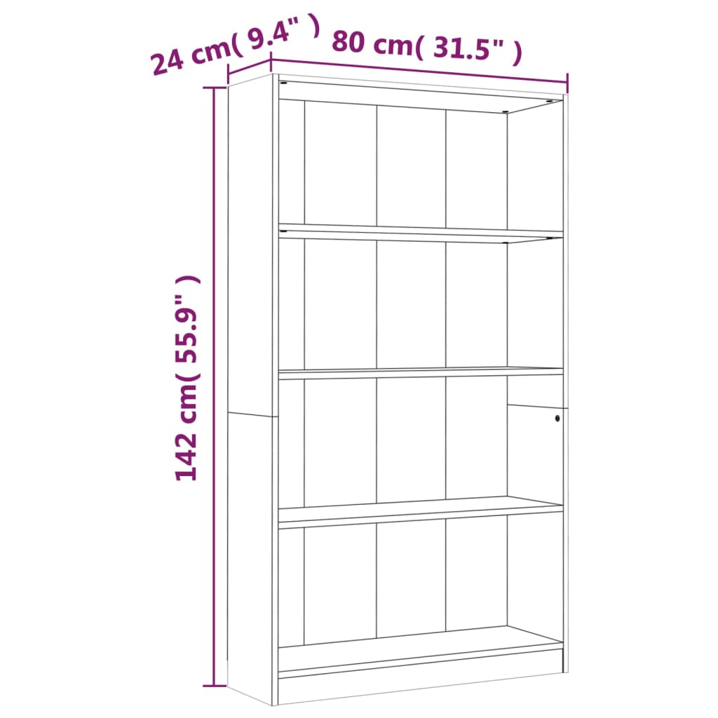 vidaXL Libreria 4 Ripiani Grigio Sonoma 80x24x142 cm Legno Multistrato