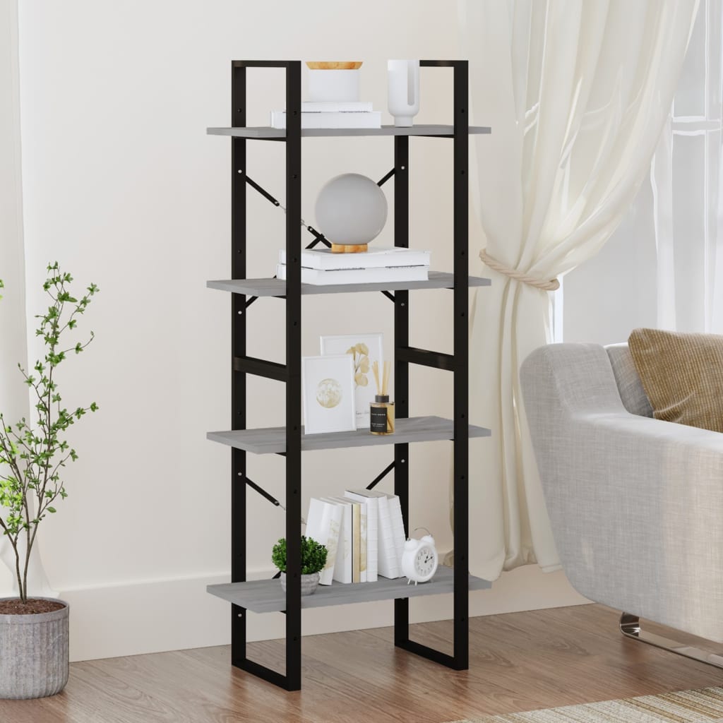 vidaXL Libreria 4 Ripiani Grigio Sonoma 60x30x140 cm Legno Multistrato VIDAXL