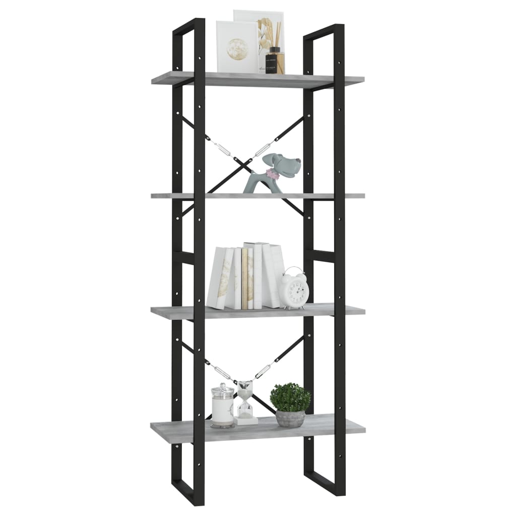 vidaXL Libreria 4 Ripiani Grigio Sonoma 60x30x140 cm Legno Multistrato VIDAXL