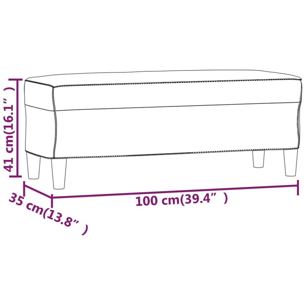 vidaXL Panca Crema 100x35x41 cm in Tessuto