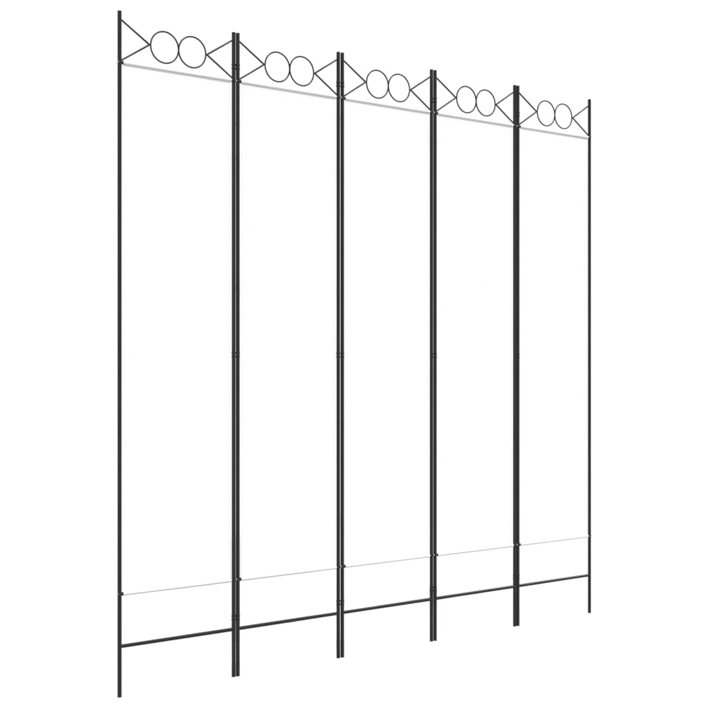 vidaXL Divisorio a 5 Pannelli Bianco 200x200 cm Tessuto