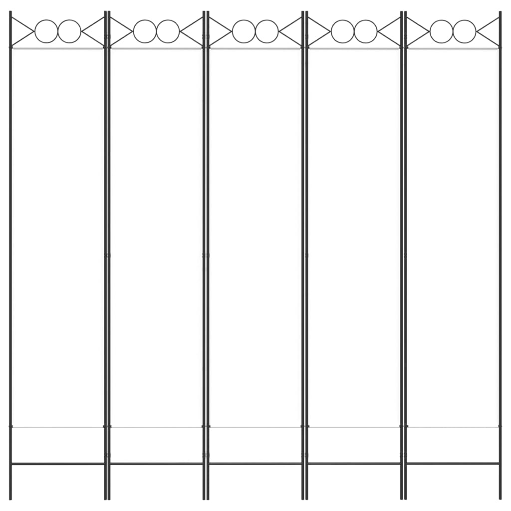 vidaXL Divisorio a 5 Pannelli Bianco 200x200 cm Tessuto