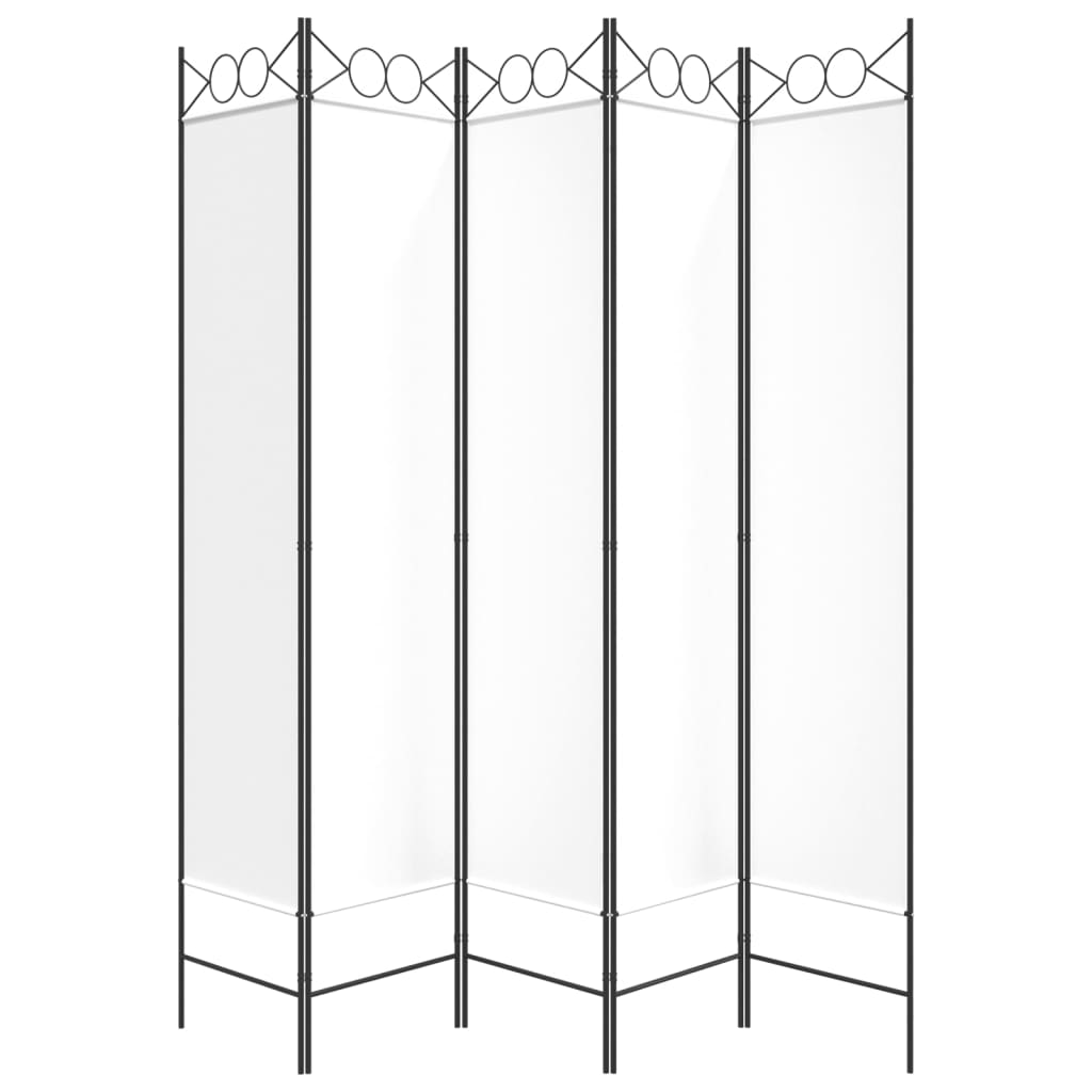 vidaXL Divisorio a 5 Pannelli Bianco 200x200 cm Tessuto