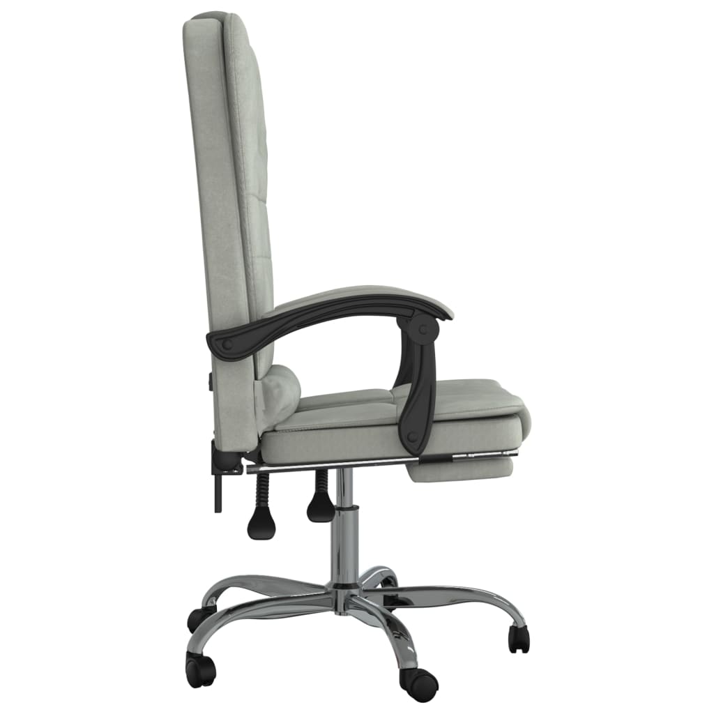 vidaXL Sedia da Ufficio Massaggio Reclinabile Grigio chiaro in Velluto