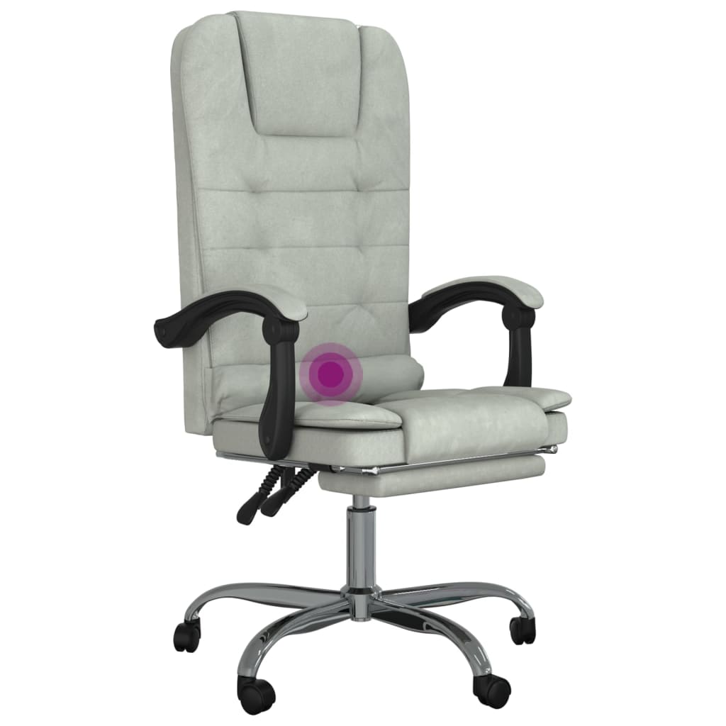 vidaXL Sedia da Ufficio Massaggio Reclinabile Grigio chiaro in Velluto