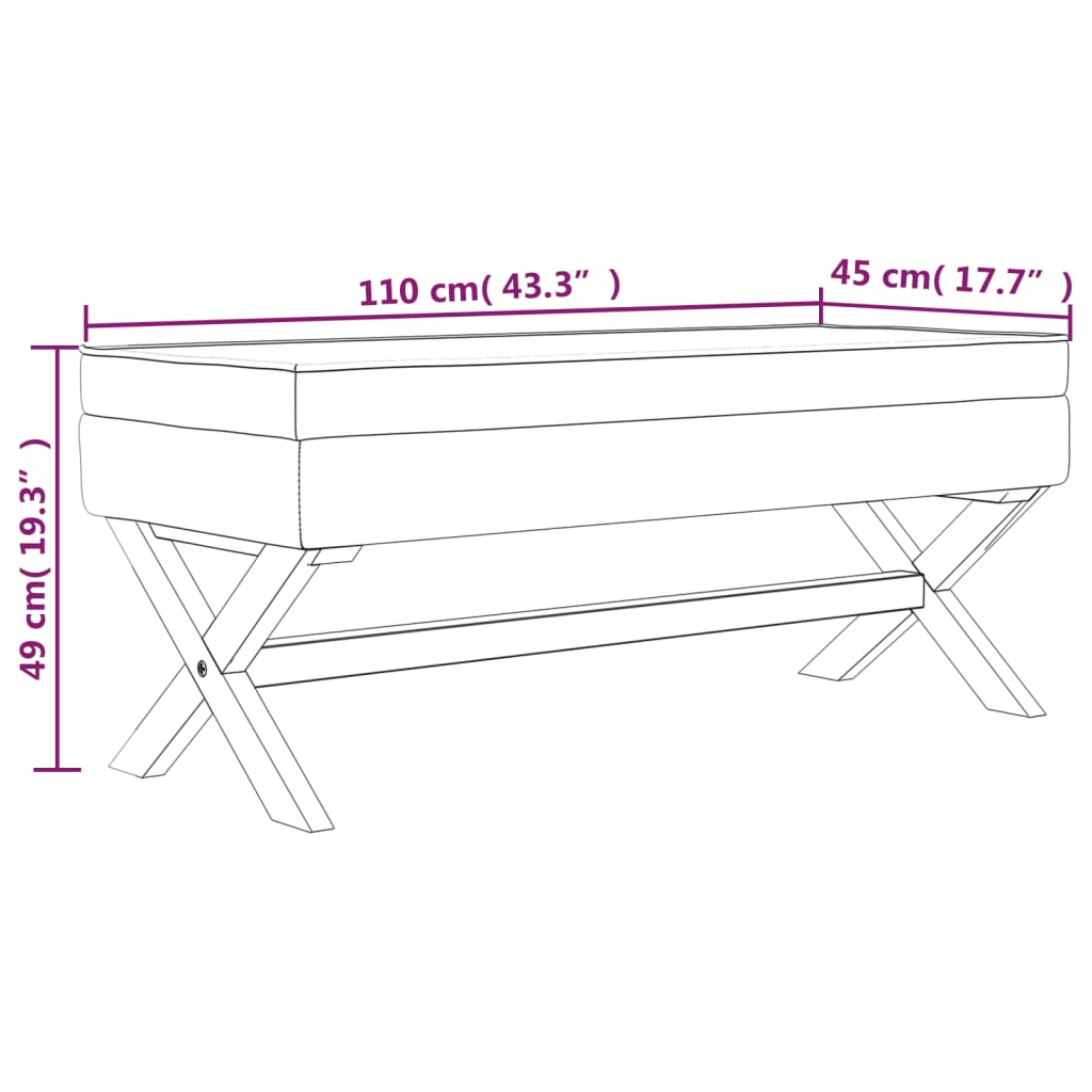 vidaXL Sgabello Portaoggetti Blu 110x45x49 cm in Velluto