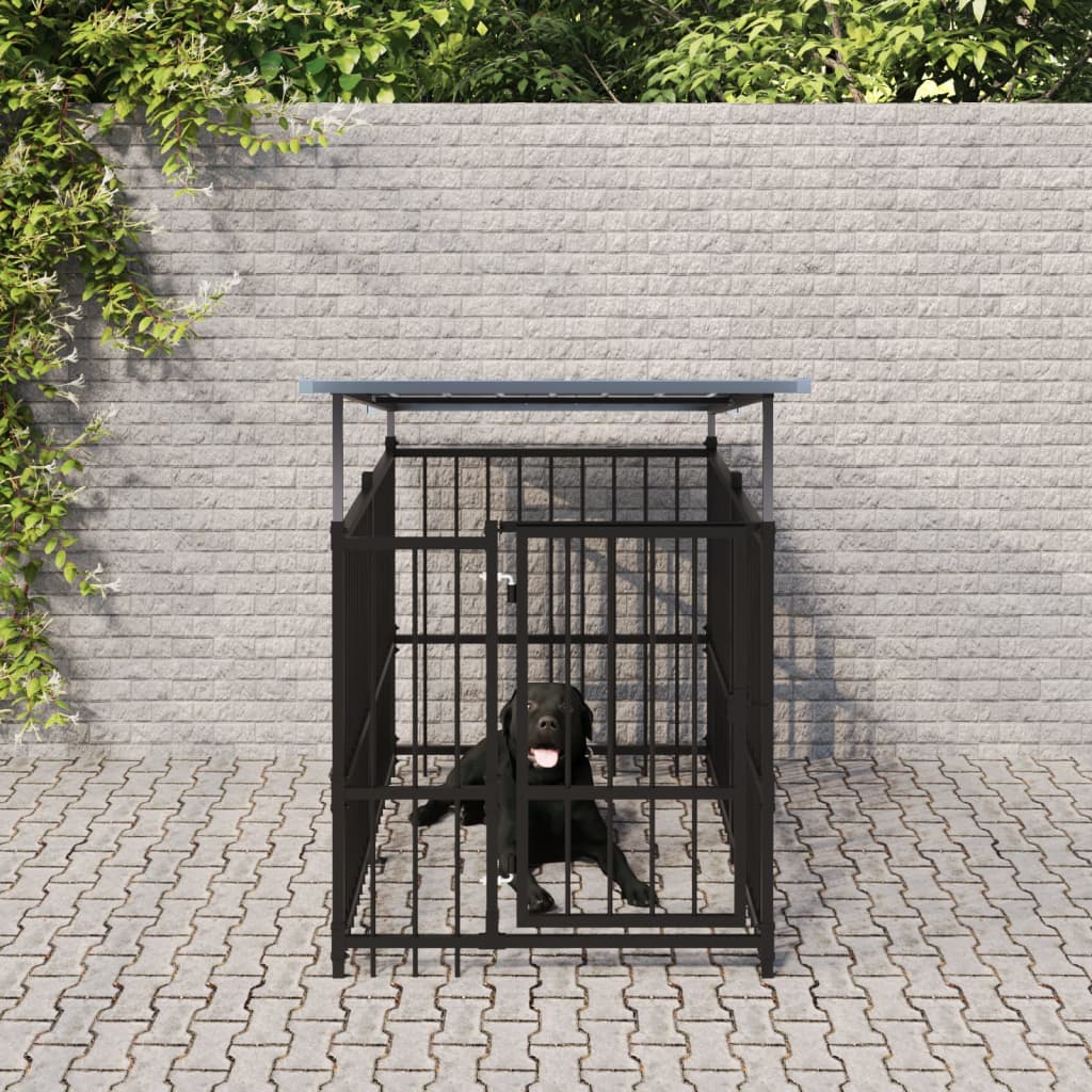 vidaXL Gabbia per Cani da Esterno con Tetto in Acciaio 1,88 m²