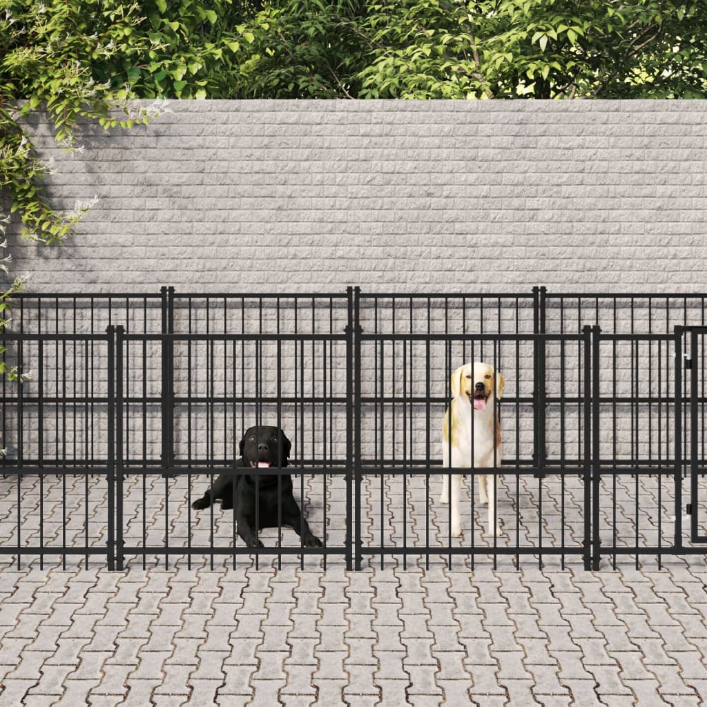 vidaXL Gabbia per Cani da Esterno in Acciaio 16,89 m²