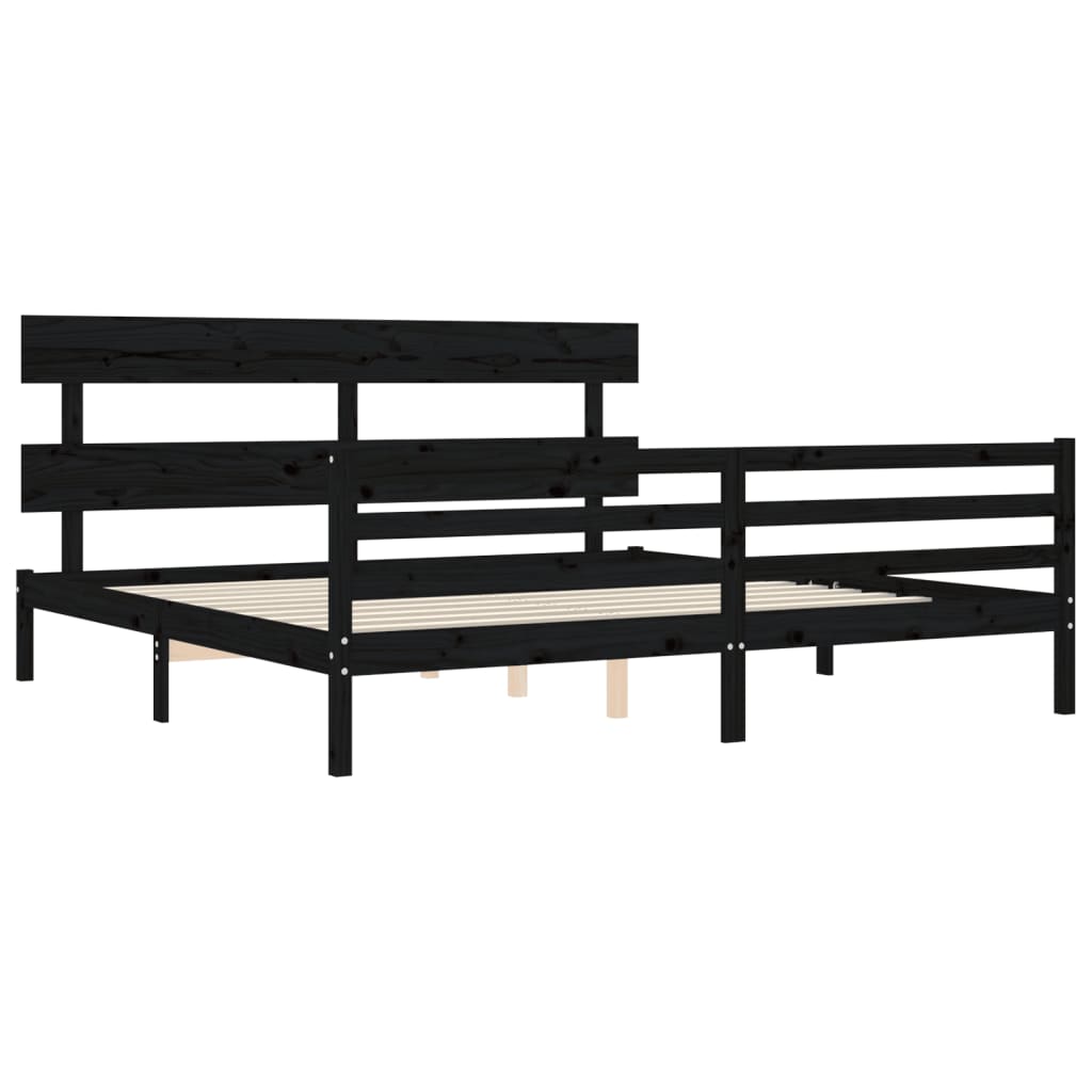 vidaXL Giroletto con Testiera Nero 200x200 cm in Legno Massello