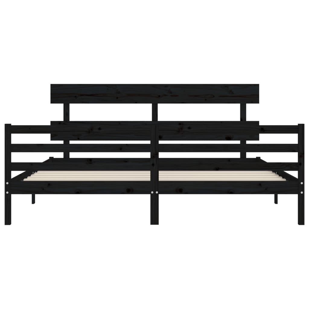 vidaXL Giroletto con Testiera Nero 200x200 cm in Legno Massello