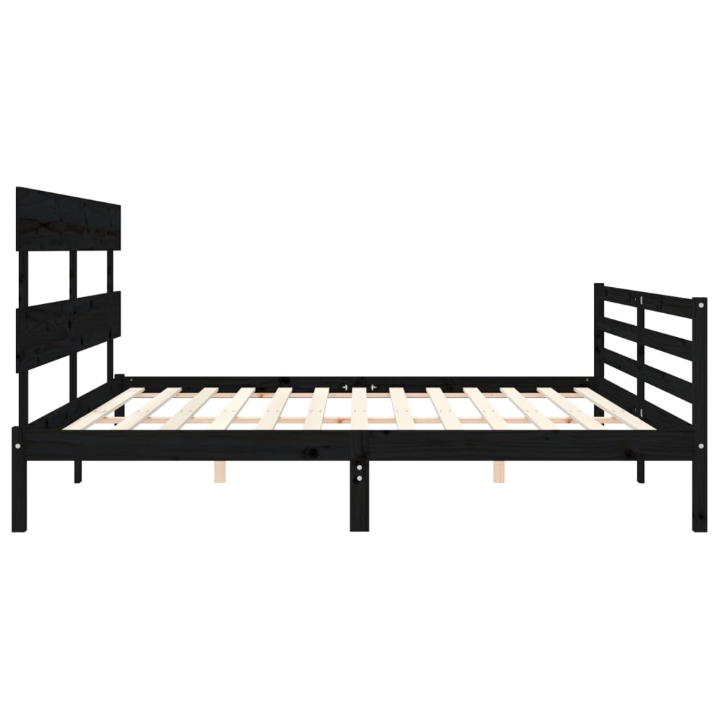 vidaXL Giroletto con Testiera Nero 200x200 cm in Legno Massello