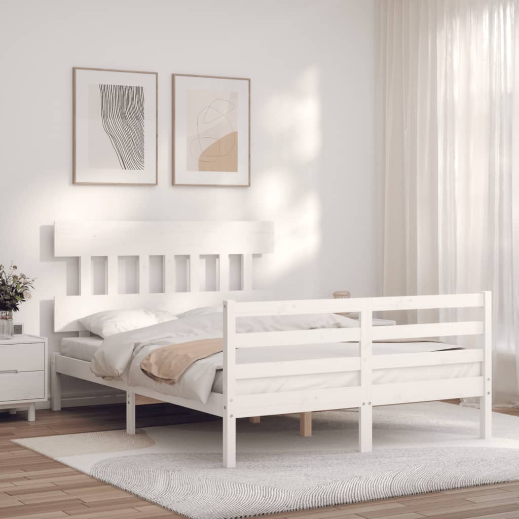 vidaXL Giroletto con Testiera Bianco 140x200 cm in Legno Massello