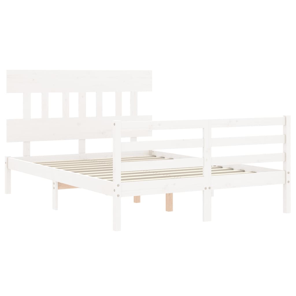 vidaXL Giroletto con Testiera Bianco 140x200 cm in Legno Massello