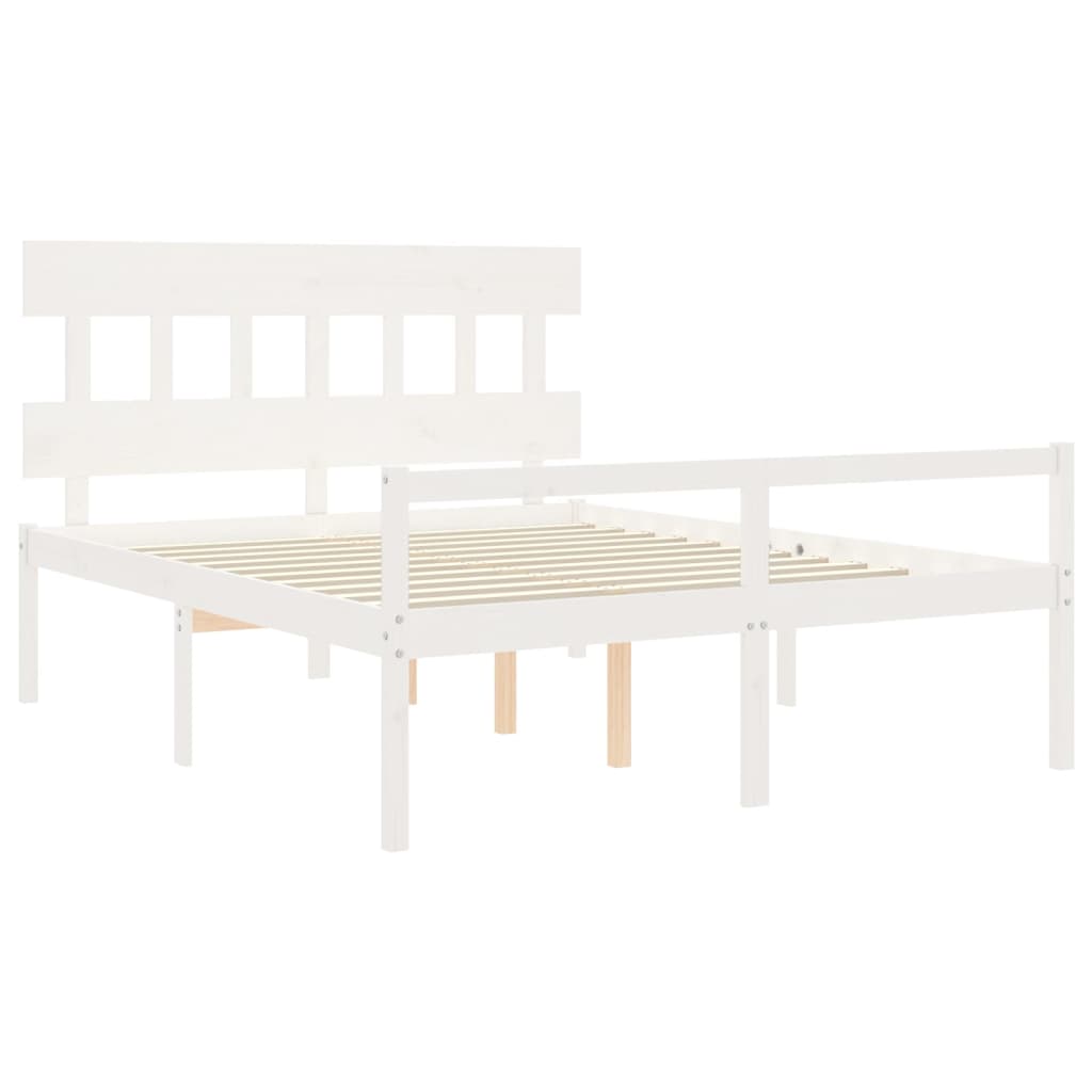 vidaXL Letto per Anziani con Testiera Bianco 160x200 cm Legno Massello