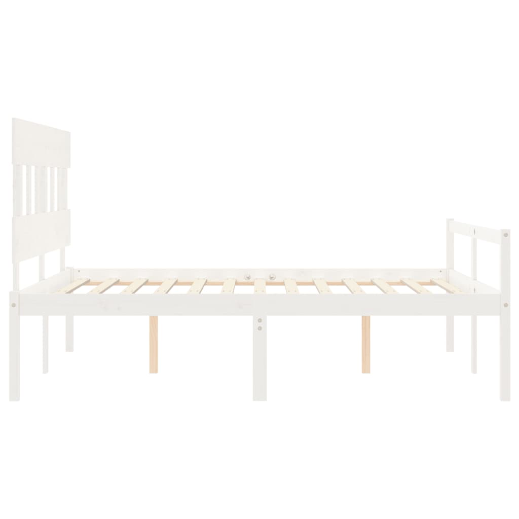vidaXL Letto per Anziani con Testiera Bianco 160x200 cm Legno Massello