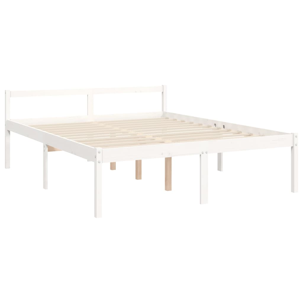 vidaXL Letto per Anziani con Testiera Bianco 160x200 cm Legno Massello